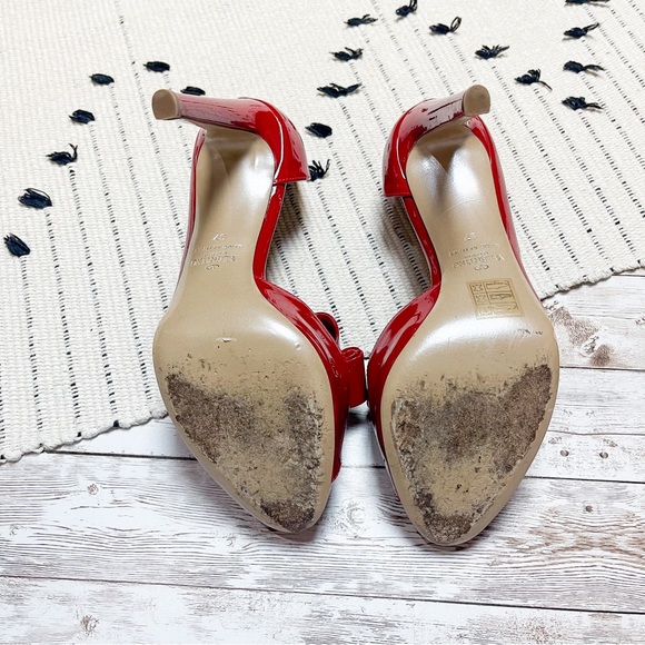 Valentino Patent Couture Bow Peep Toe D’Orsay High Heel Pumps Red Size 37 - Picture 4 of 7